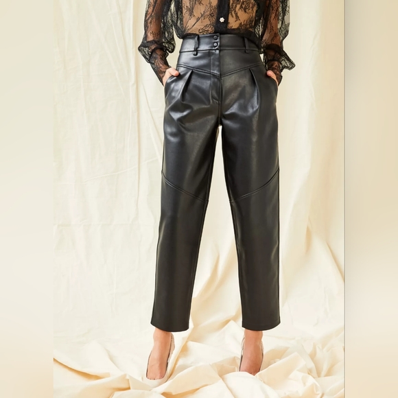 Le Fou Wilfred Moonwalk Pant Vegan Leather High Rise Pleats 80s Size 4 - Picture 2 of 9